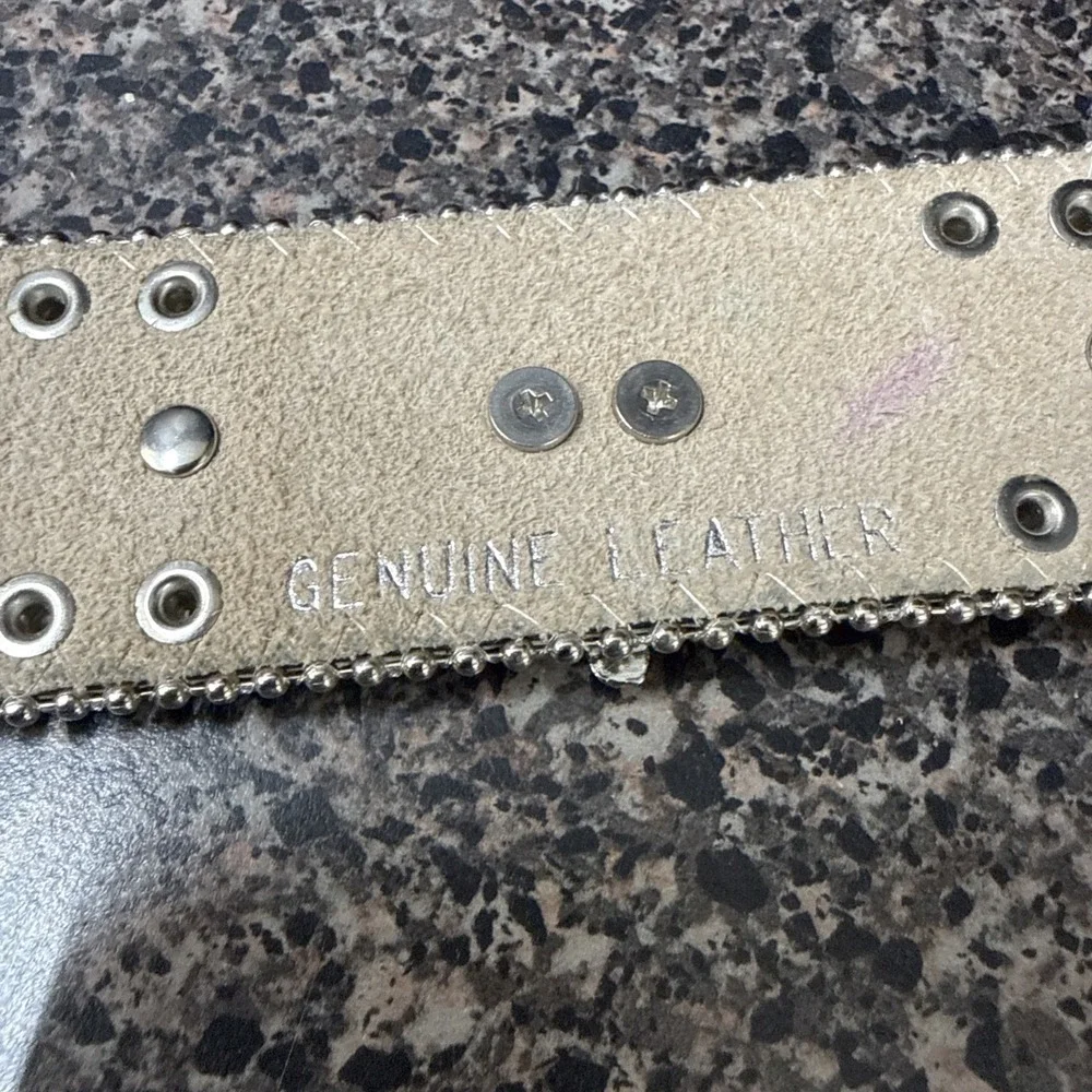 Blazin Roxx Belt Western Rhinestone Studded Leather Large Cowgirl Brown Tan READ